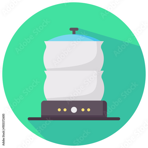 steamer round flat vector icon
