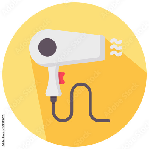 hair dryer round flat vector icon