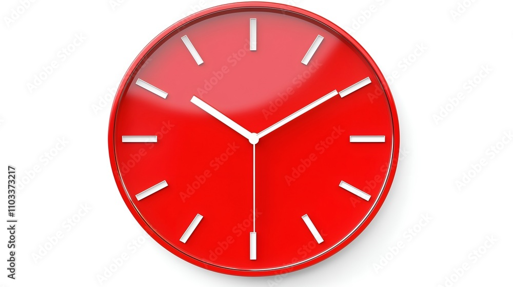 Red Circular Wall Clock with White Hands and Markers Red Circular Wall Clock with White Hands and Markers