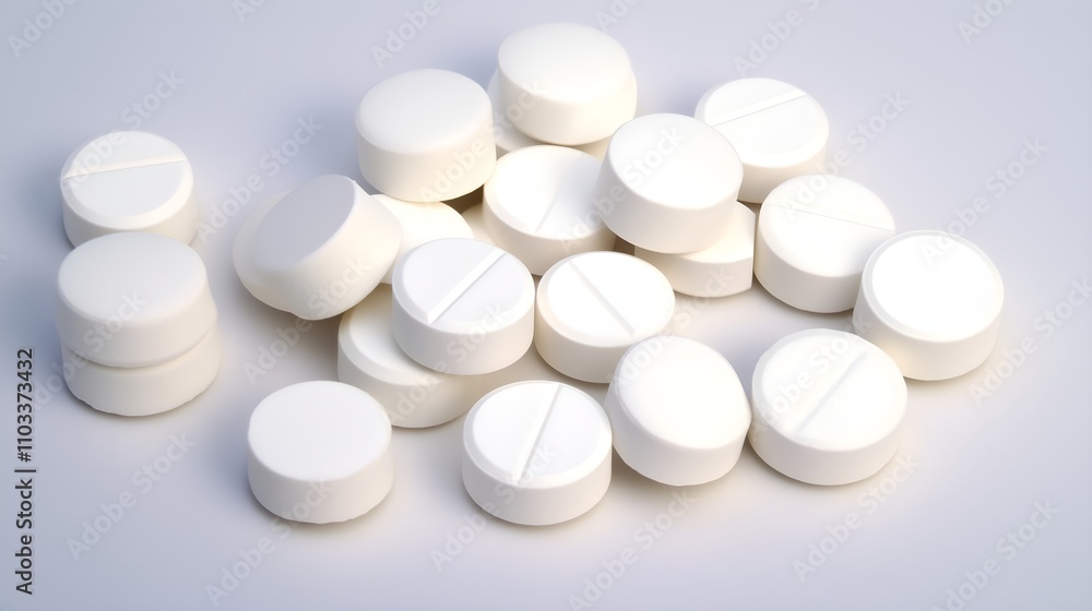Collection of White Scored Tablets Collection of White Scored Tablets
