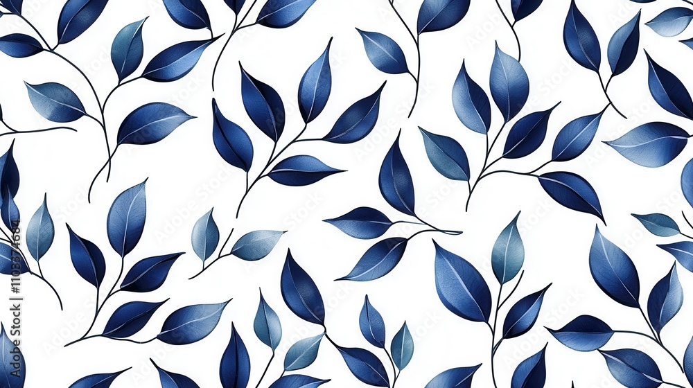 Elegant Blue Leaf Pattern with Seamless Floral Botanical Design for Nature Inspired Backgrounds and Wallpapers Elegant Blue Leaf Pattern with Seamless Floral Botanical Design for Nature Inspired Backgrounds and Wallpapers