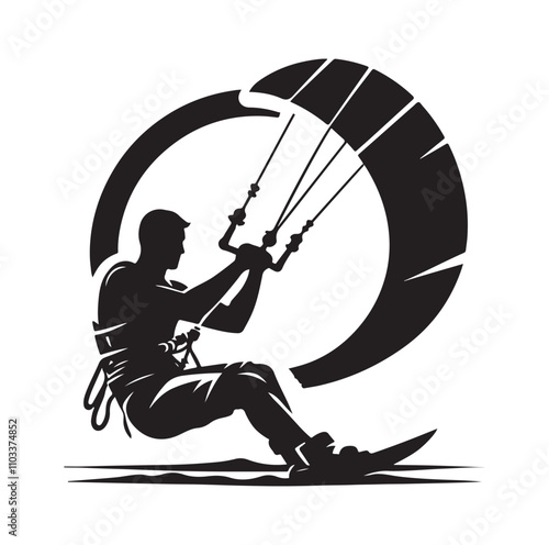 kitesurfing silhouette illustration vector