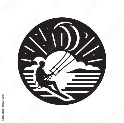 kitesurfing silhouette illustration vector