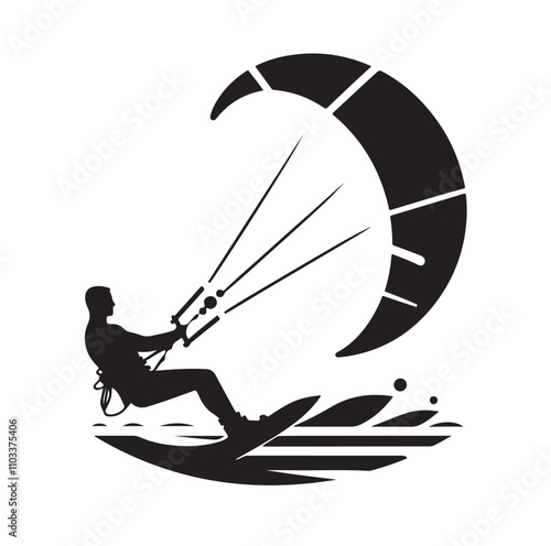 kitesurfing silhouette illustration vector
