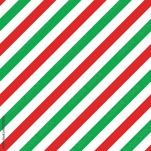 Candy cane background. Diagonal stripes seamless pattern. Peppermint wrapping texture. Red candy cane stripes. Vector illustration