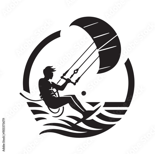 kitesurfing silhouette illustration vector
