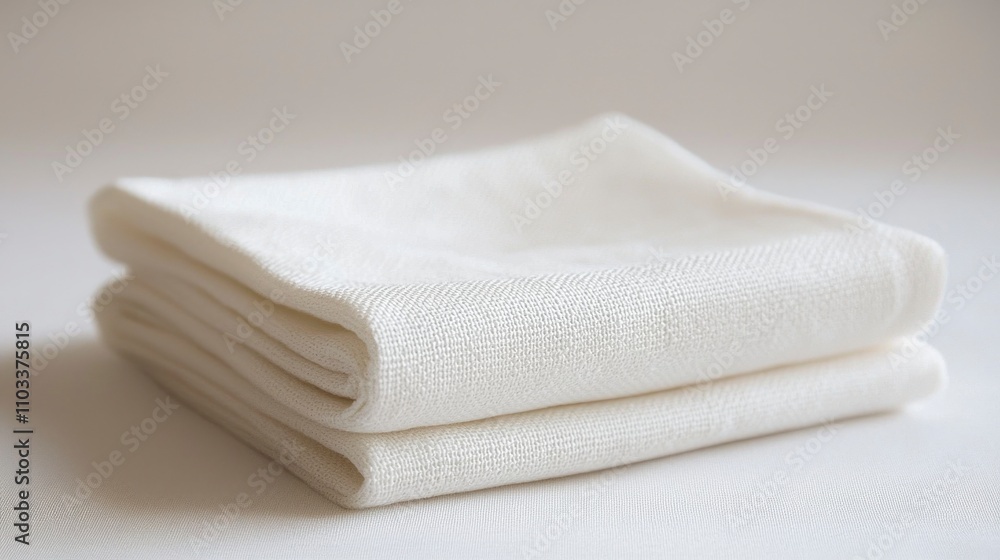 Perfectly folded crisp white napkin rests on a neutral surface, adding sophistication to dining experiences at restaurants and events during daylight hours Perfectly folded crisp white napkin rests on a neutral surface, adding sophistication to dining experiences at restaurants and events during daylight hours