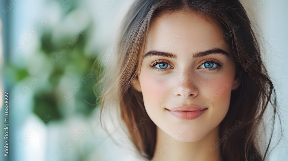 Young happy business woman having meeting with her colleagues in office and looking at camera. Young happy business woman having meeting with her colleagues in office and looking at camera.