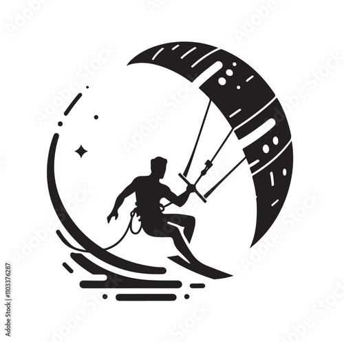 kitesurfing silhouette illustration vector