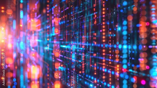 Wallpaper Mural Abstract digital background with vibrant lights and patterns resembling data streams. Torontodigital.ca