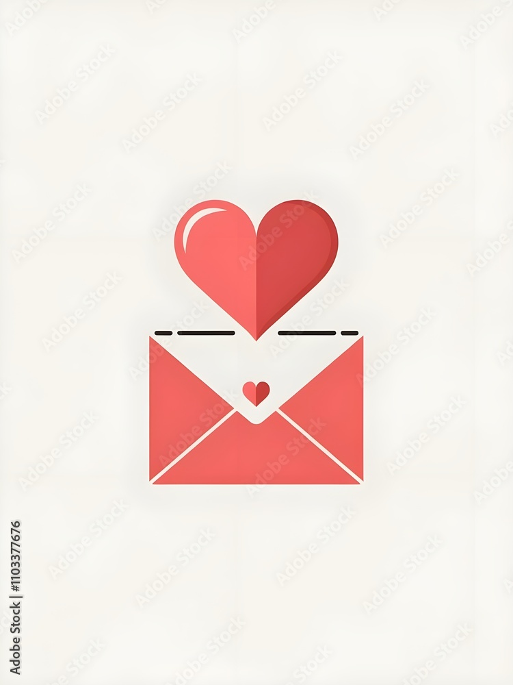Minimalist illustration of a heart and an envelope. message of love. Minimalist illustration of a heart and an envelope. message of love.