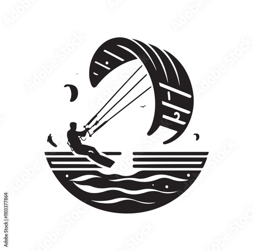 kitesurfing silhouette illustration vector