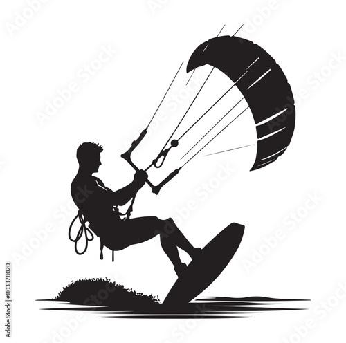 kitesurfing silhouette illustration vector