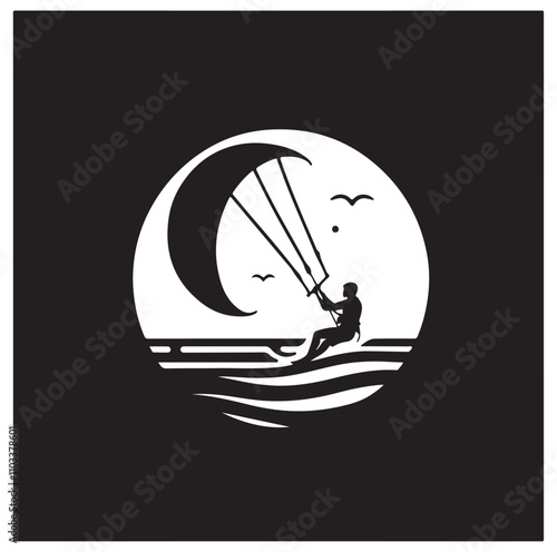 kitesurfing silhouette illustration vector