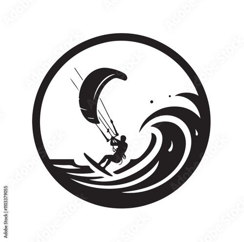 kitesurfing silhouette illustration vector