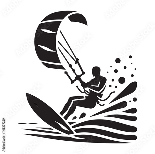 kitesurfing silhouette illustration vector
