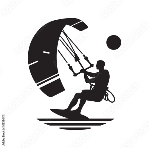 kitesurfing silhouette illustration vector
