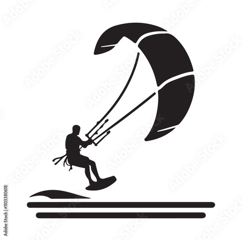 kitesurfing silhouette illustration vector