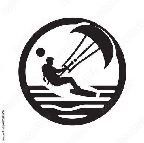 kitesurfing silhouette illustration vector