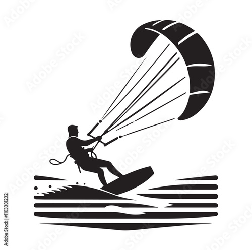 kitesurfing silhouette illustration vector