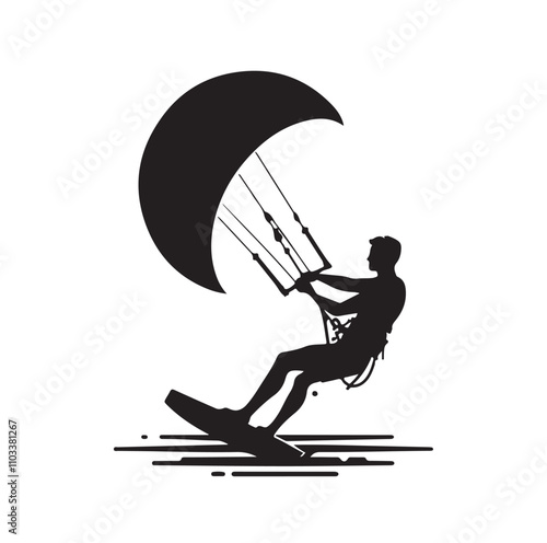 kitesurfing silhouette illustration vector