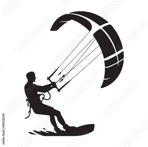 kitesurfing silhouette illustration vector