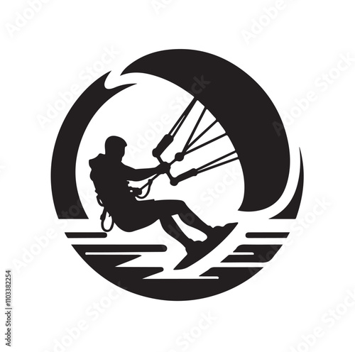 kitesurfing silhouette illustration vector