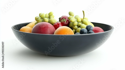 Fruit bowl on a white background, side view, sharp details