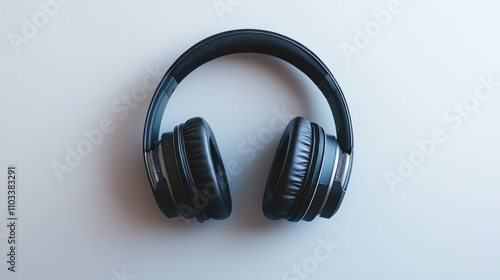 Headphones on a white background, top view, sharp details