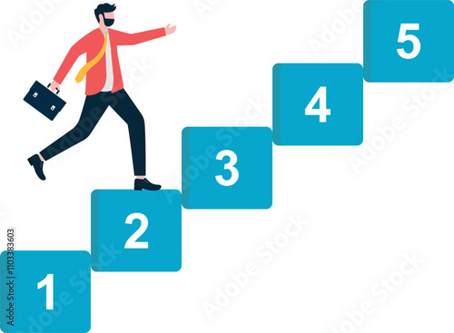 a man jumping on them, a step-by-step path to success
