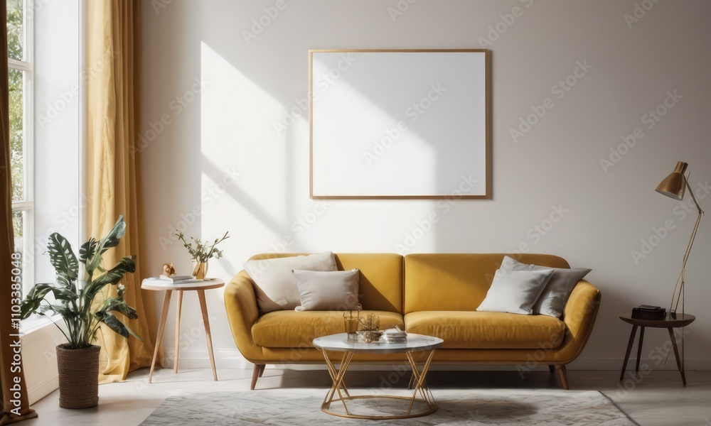 Mockup room for poster or painting in simple modern interior, Photo Frame Mockup, Black and red colors Mockup room for poster or painting in simple modern interior, Photo Frame Mockup, Black and red colors