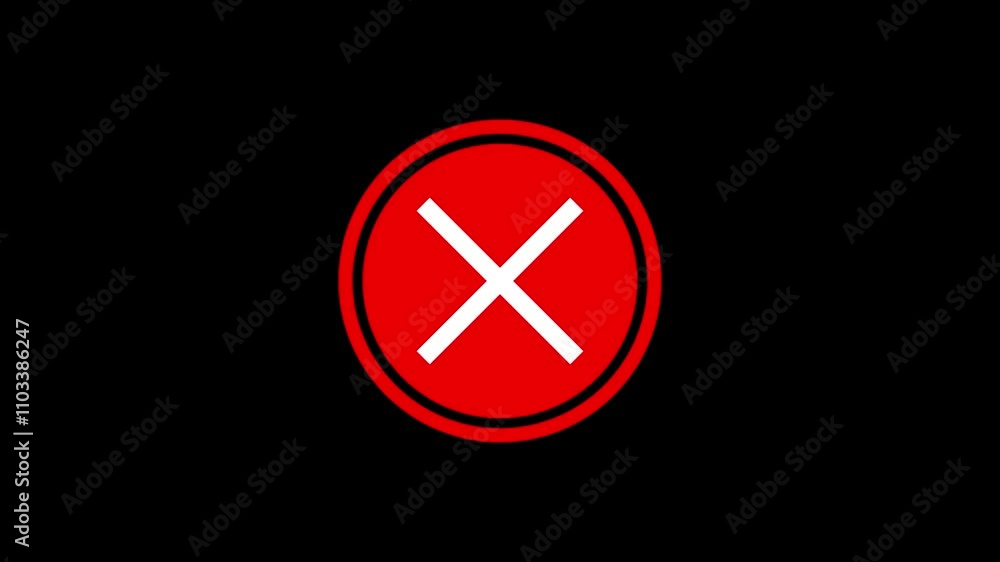 Red Circle with White X on Black Background Red Circle with White X on Black Background