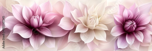 Dreamy Pastel Floral Art, Soft Swirling Petals, Light Background, Elegant, Romantic Wall Decor