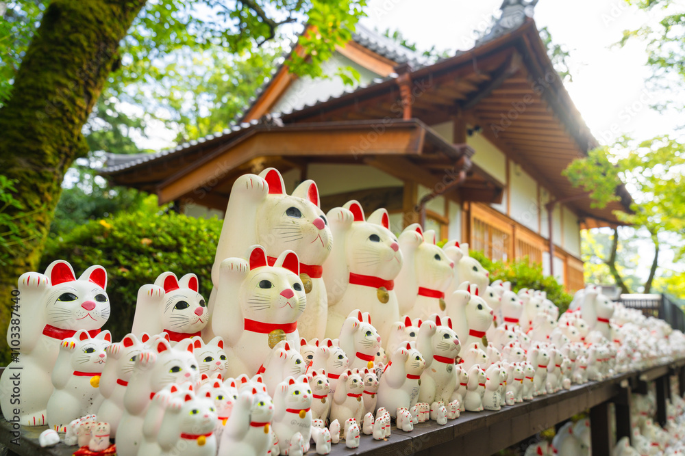 Gotoku-ji temple and Maneki-Neko cat shaped figurines