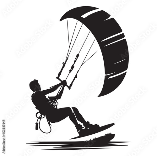 kitesurfing silhouette illustration vector