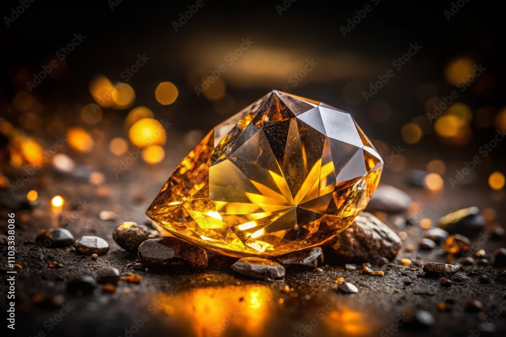 Captivating Close-up of Citrine Gemstone Sparkling Under Studio Lighting with Urban Exploration Elements in a Dark Background for Macro Videography Enthusiasts Captivating Close-up of Citrine Gemstone Sparkling Under Studio Lighting with Urban Exploration Elements in a Dark Background for Macro Videography Enthusiasts