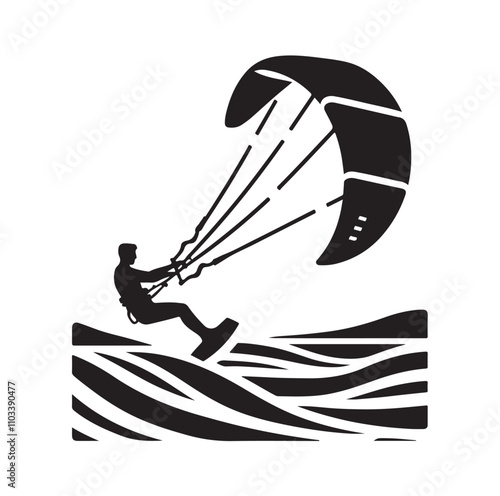 kitesurfing silhouette illustration vector