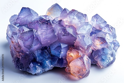 Stunning close up of tanzanite gemstones displaying intricate details on a white background photo