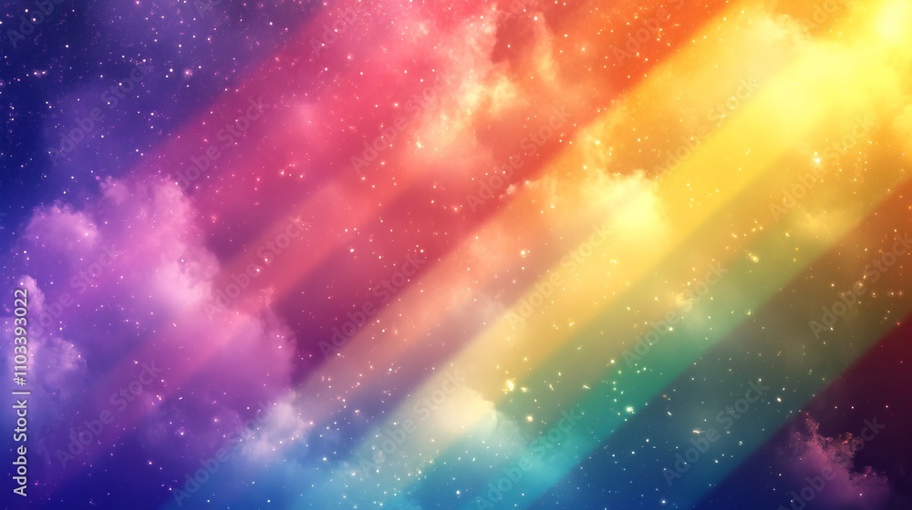 Naklejka premium Vibrant rainbow background with multicolored arch and soft gradient in clear sky, beautiful spectrum design for digital art, graphic design, creative projects, and visual content
