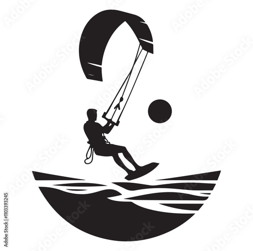 kitesurfing silhouette illustration vector
