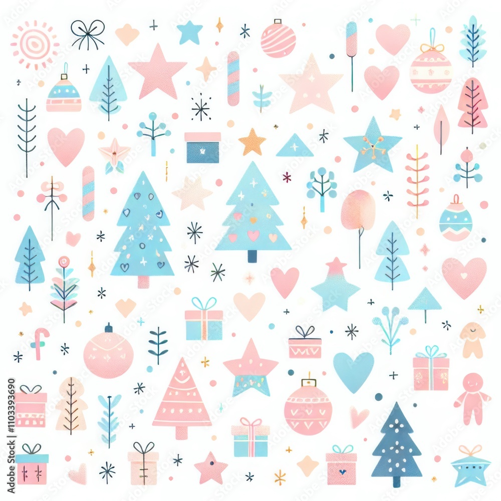 Fototapeta premium Pastel Christmas Pattern 