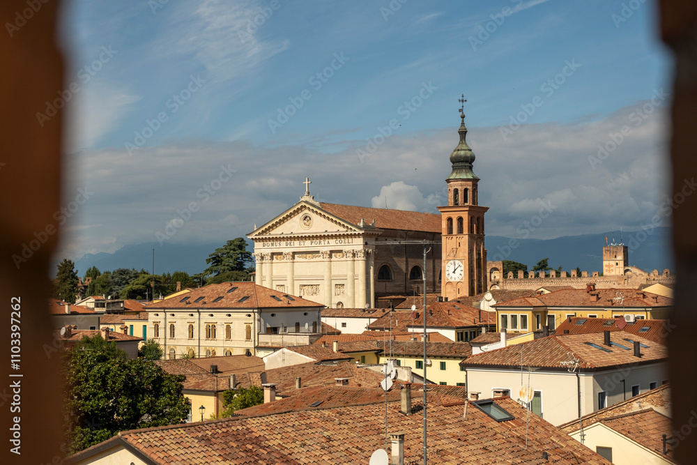Obraz premium ancient medieval walled city Cittadella Padua Italy, panorama of the city from the walls