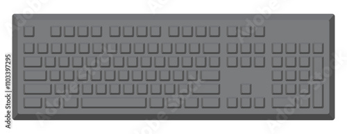 Black keyboard without letters and with numpad in minimalist voluminous style