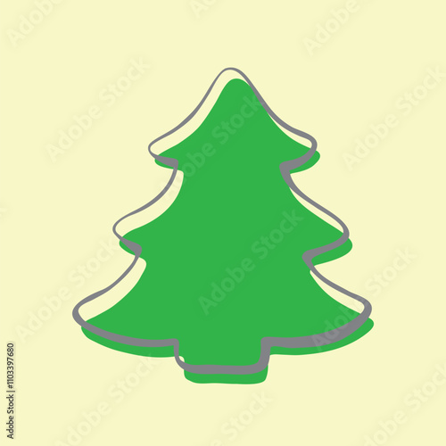 Pine, fir, tree vector icon. Green flat silhouette, isolated. Clipart, symbol merry christmas and happy new year. Template for children creativity, greeting cards