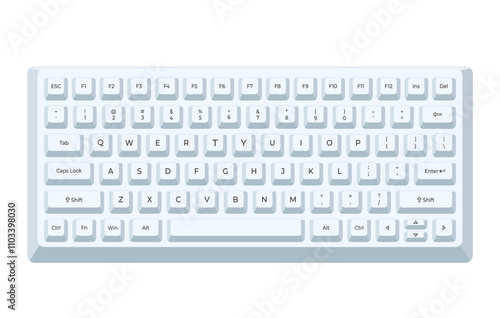 White line keyboard with letters in minimalist voluminous style