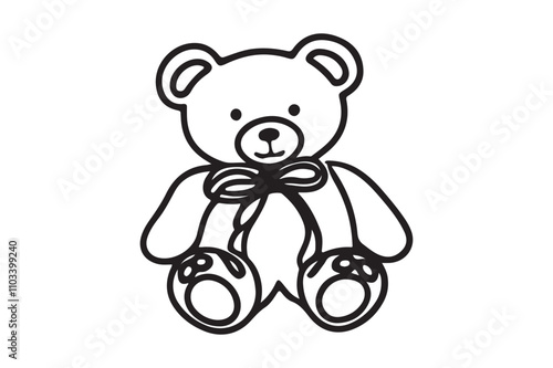 Silhouette Vector Illustration of Teddy Bear Toy.