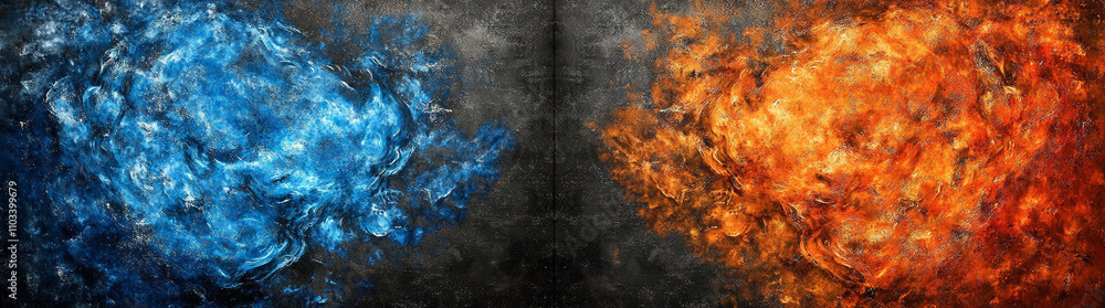 Vibrant orange and blue abstract background with dynamic swirls and textures, creating striking contrast that evokes energy and movement Vibrant orange and blue abstract background with dynamic swirls and textures, creating striking contrast that evokes energy and movement