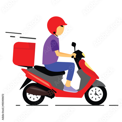 Delivery boy riding scooter to deliver package