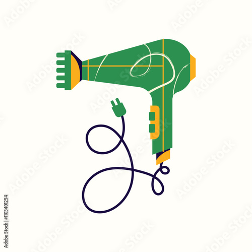 Set cosmetics hair care routine. Beauty care for curly girl method. Hair care bottle styling, cleansing, treatment for kinky hair. Doodle style. Vector illustration isolated on background