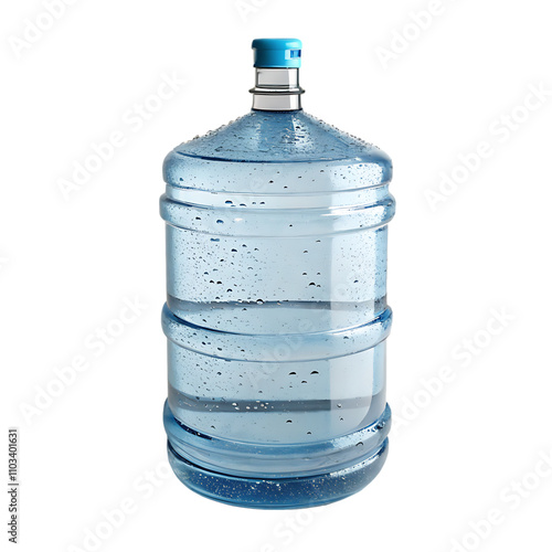 3d gallon big plastic water bottle isolated on white background as transparent. PNG. AI GENERATED photo